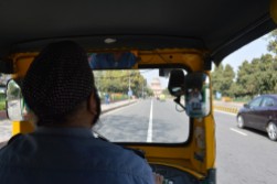 Traveling by Tuk-Tuk in Delhi, India.