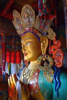 Giant Buddha inside a temple. Ladakh valley.
